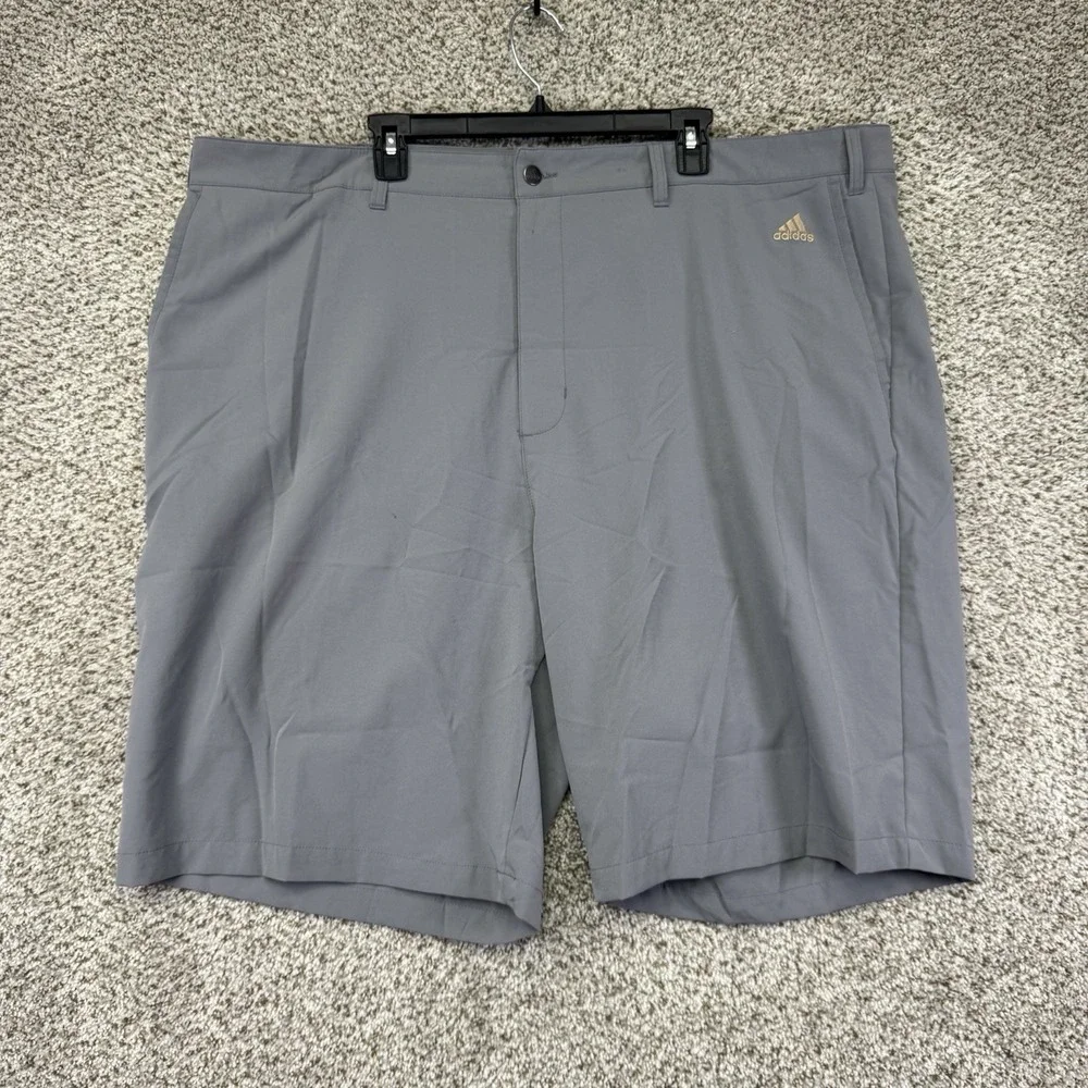 Adidas Golf Shorts Men's Size 48 Gray Flat Front Pockets Performance Stretch
